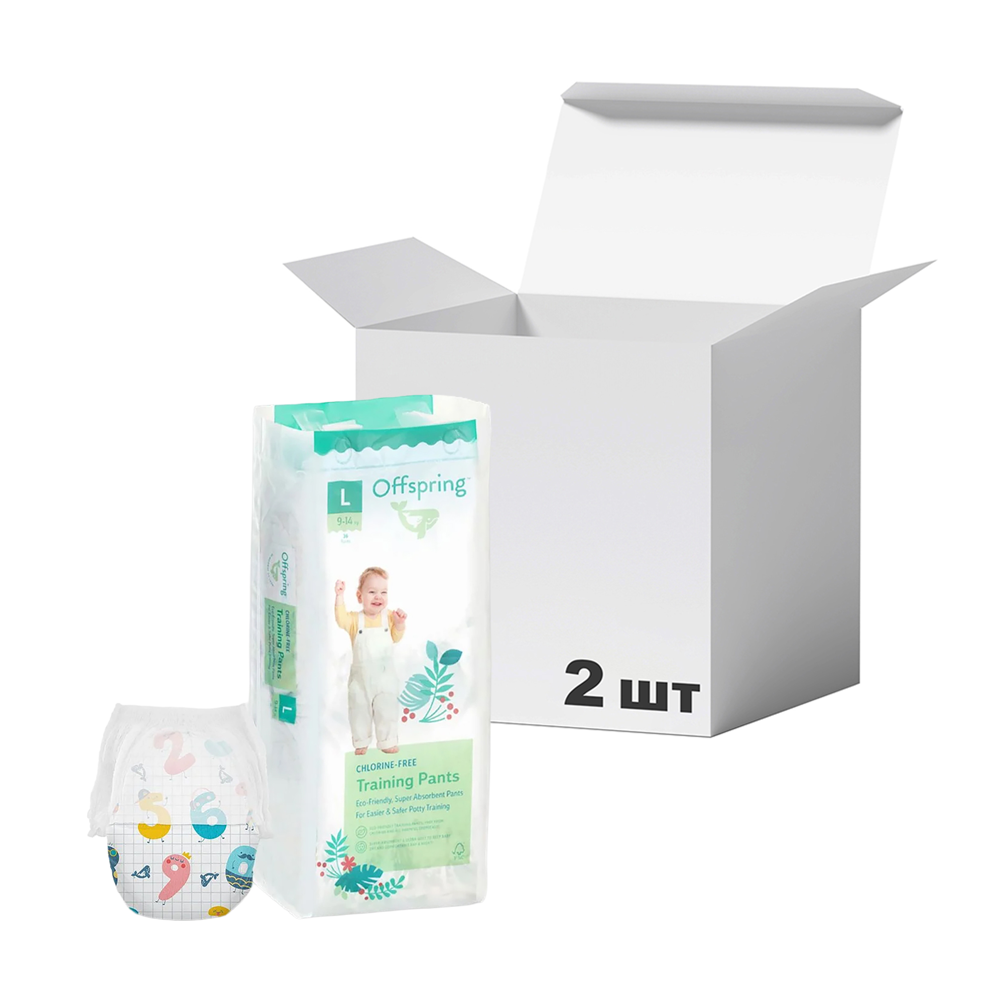 Упаковка підгузків-трусиків Offspring Fun Figures, розмір L (9-14 кг), 36 шт * 2 шт